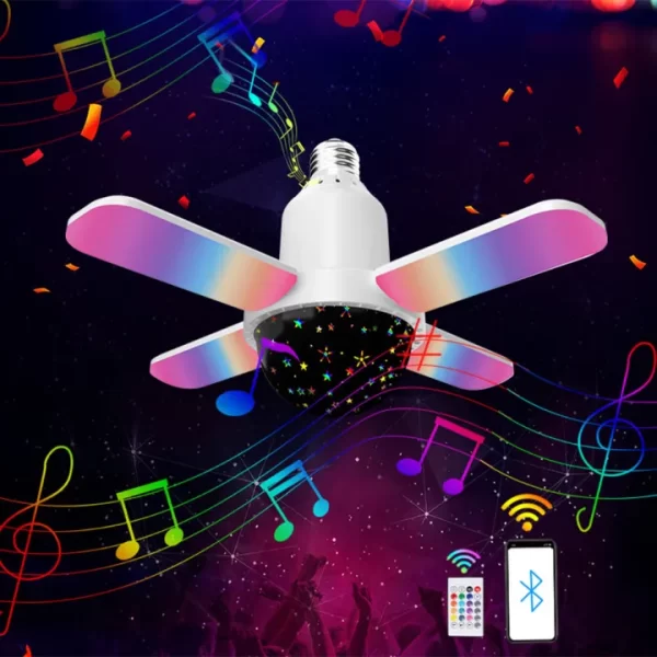 E27 RGB Bluetooth Music Ceiling Lamp with Remote (Foldable Leaf Design)