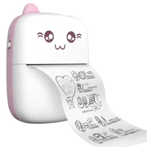Mini pocket Bluetooth thermal printer with colorful paper rolls