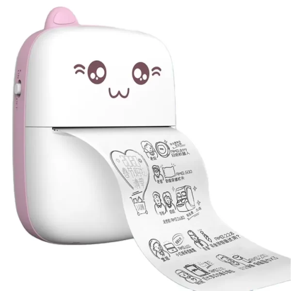 Mini pocket Bluetooth thermal printer with colorful paper rolls